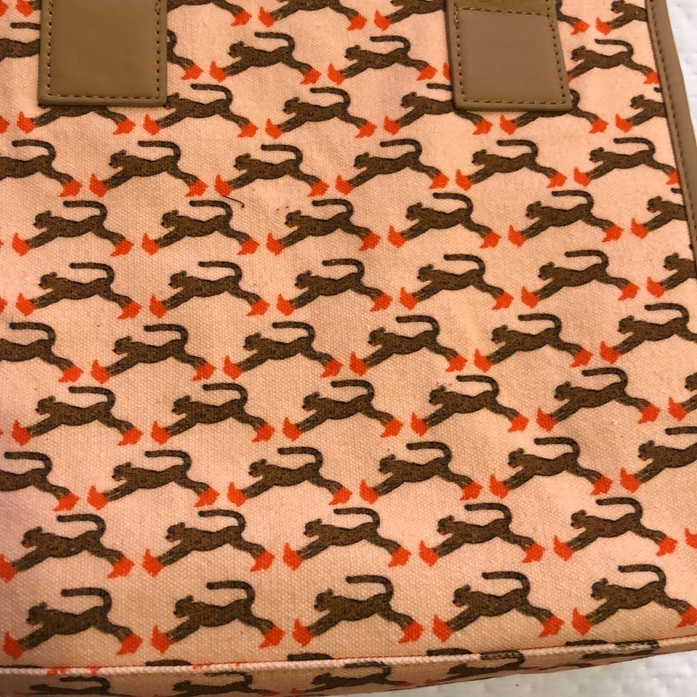 NWOT Bouffant & Broken Hearts peach/pink cheetah print canvas tote - Picture 2 of 6